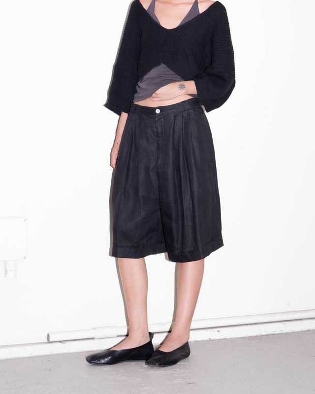 1990s pleated linen baggy shorts