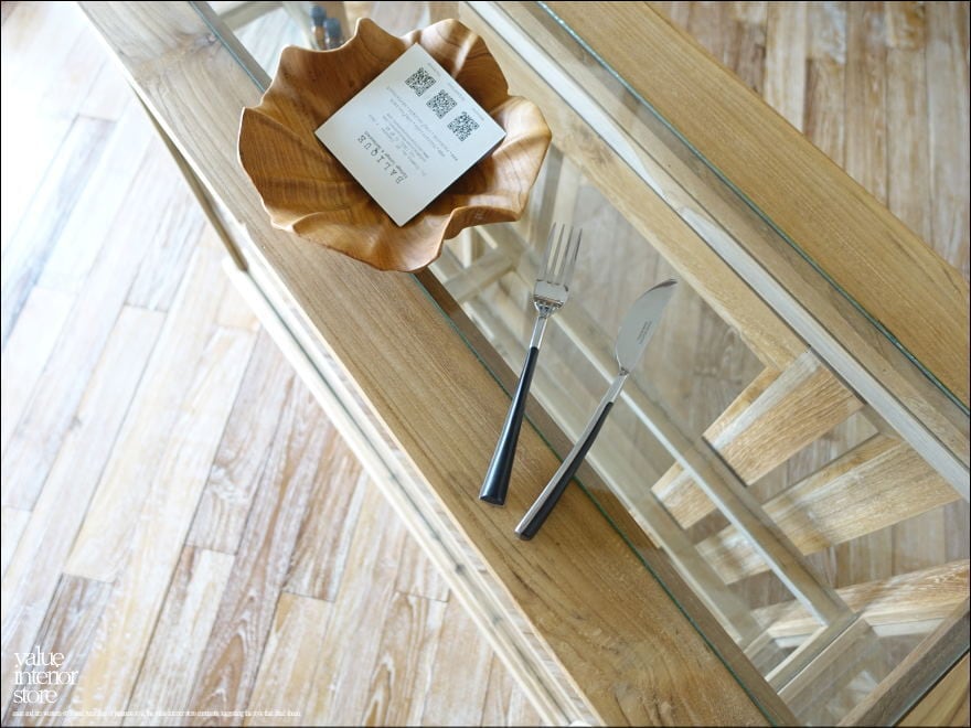 チーク無垢材 ショーケースEcke/Rep ガラスケース 飾り棚 店舗什器