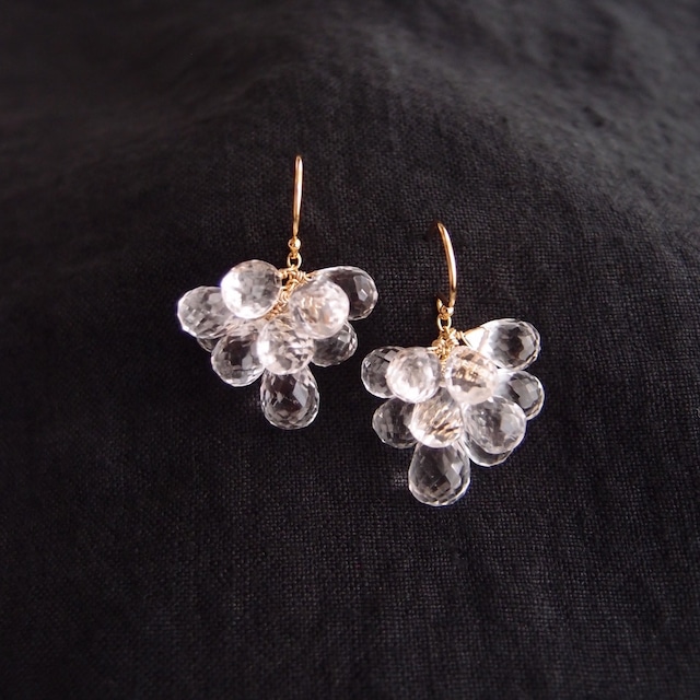 Crystal Quartz Earrings【K14gf・受注制作】クリスタルのふさふさピアス