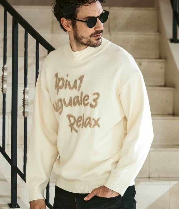 【SALE】1PIU1UGUALE3 RELAX シャギーニットパーカー WHITE L USK-22020