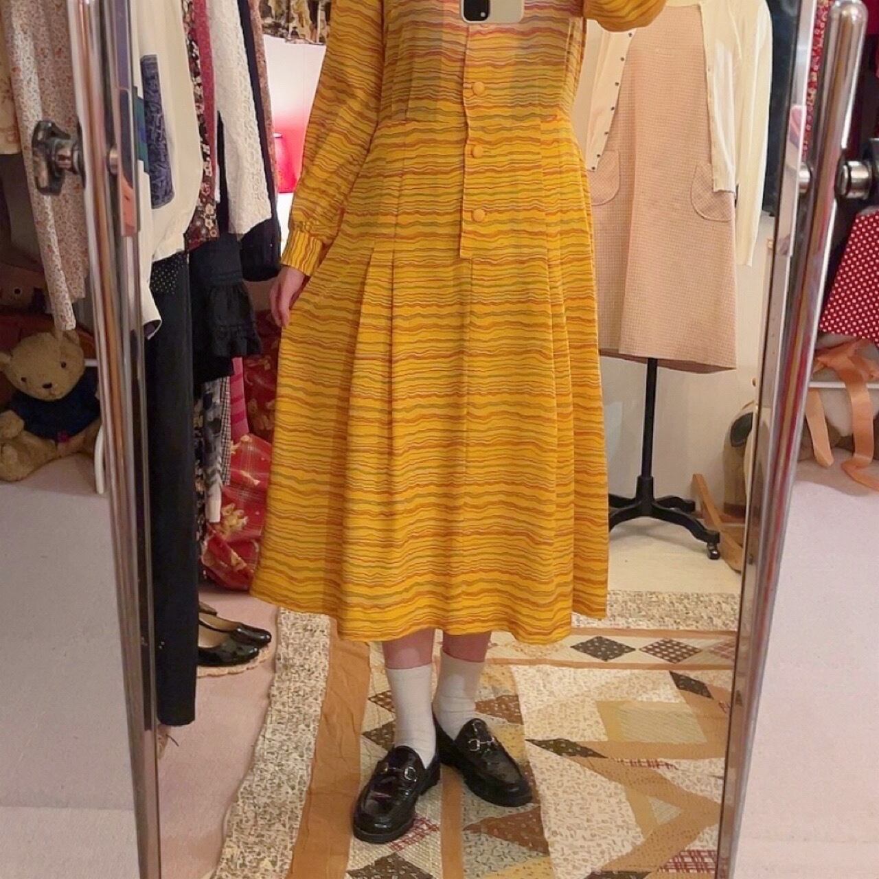 winding stripe yellow one-piece