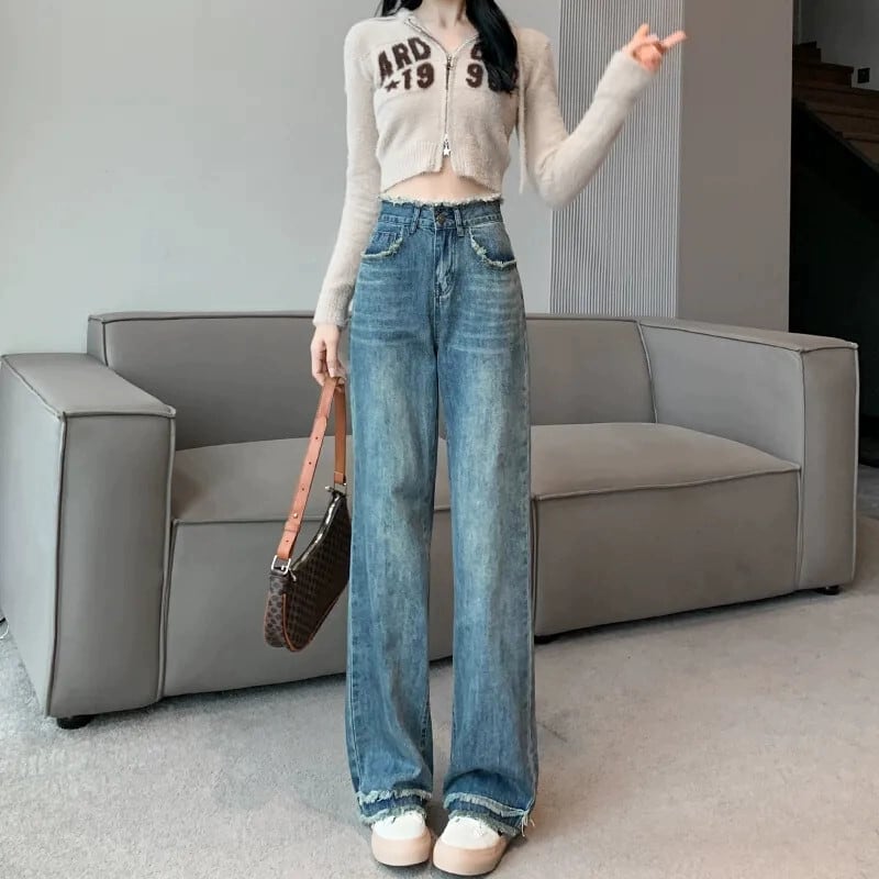 ジーンズ ストレートパンツ ワイドレッグ アメリカン 爽やか 送料無料】パンツ 小さなジーンズ レディース 秋服 アメリカン