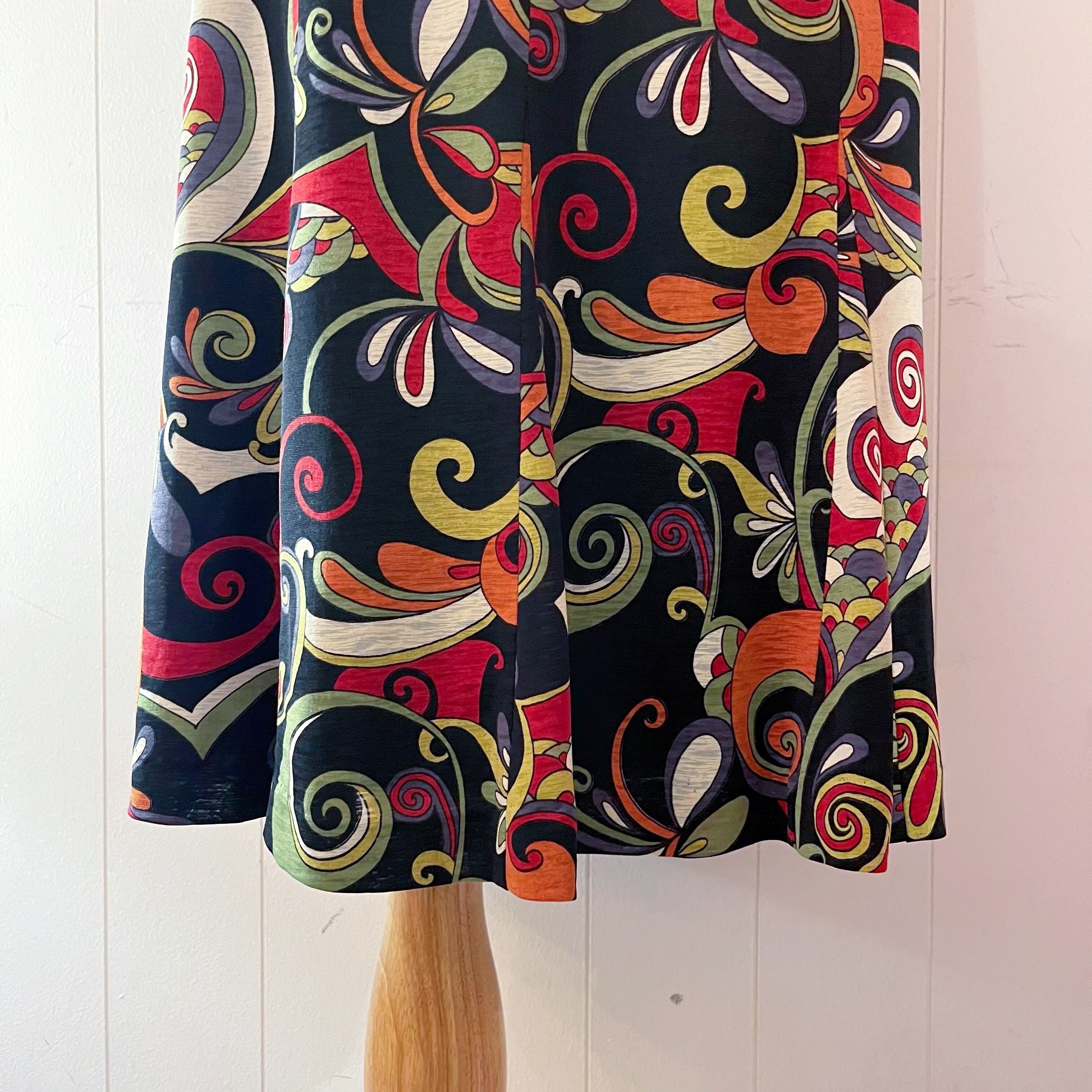 psychedelic pattern flare skirt