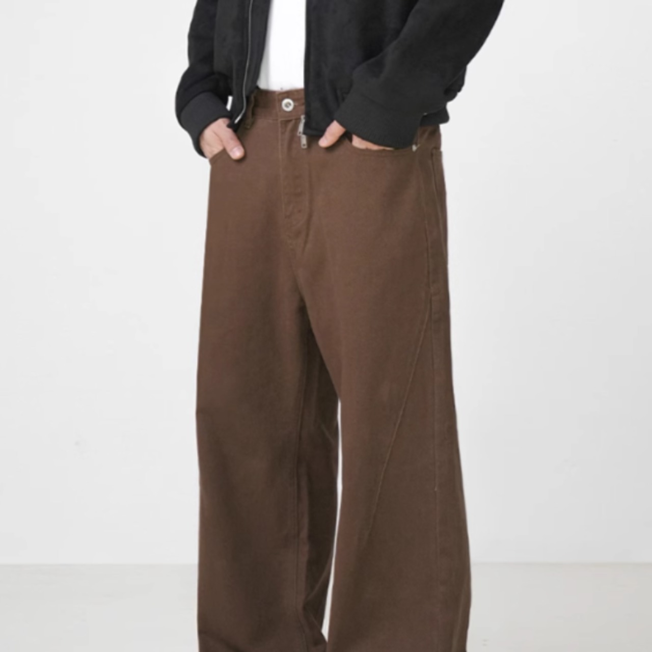 "ストレートワイドブラウンデニム　0834