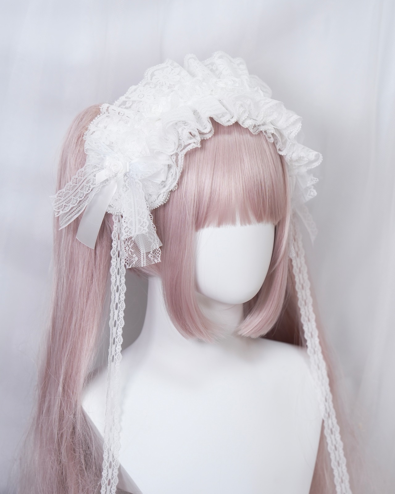♡【Sayakadoll original No.17】（ヴェール別売り）儚げプリンセス お花とホワイトレースのフリルリボンヘッドドレス light blue  ♡