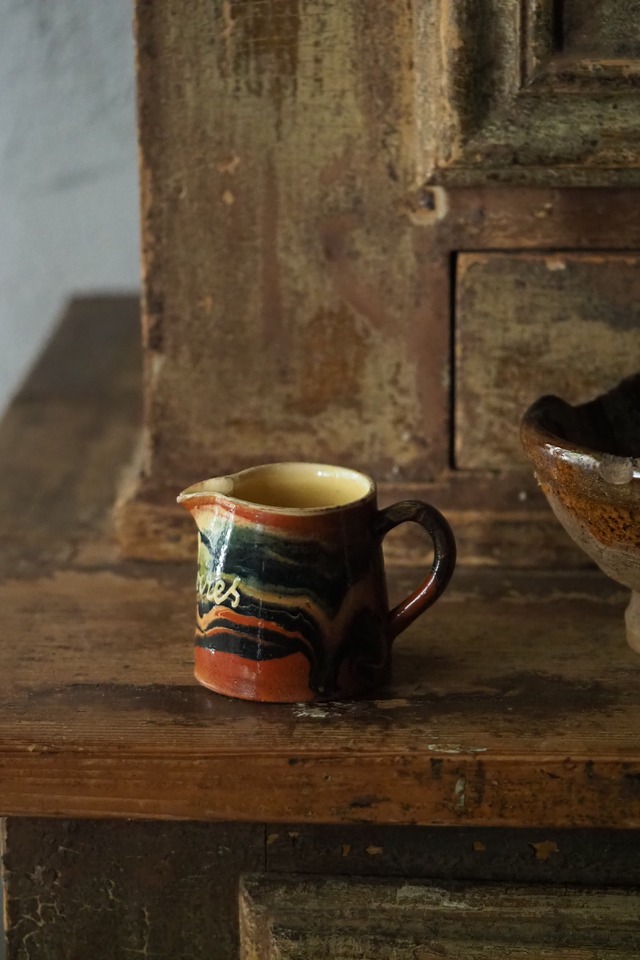 マーブル模様のミルクピッチャー-antique milk pitcher