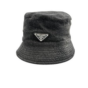 PRADA プラダ バケットハット 帽子 ブラックデニム Lサイズ 28162-202605