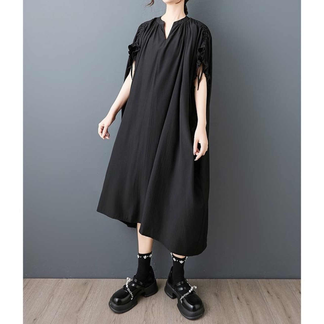 フリルスリーブ ゆったり ワンピース 30140
