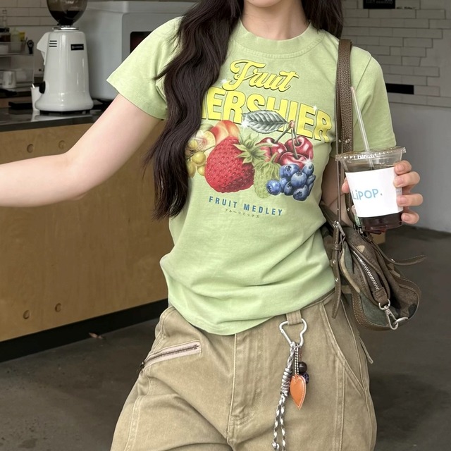 フルーツグラフィッククロップドTシャツ 2col R02466