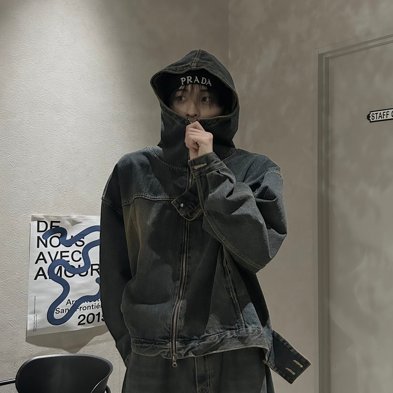即納】RAN select Wzip Denim blouson | 韓国ファッション セレクト 