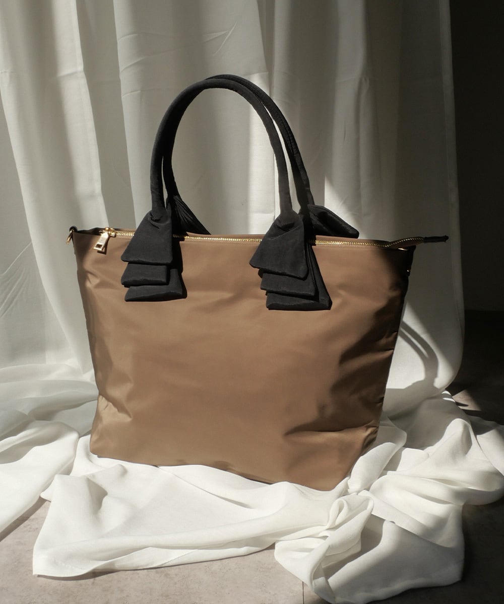 リボンハンドル ナイロントート（L） | curibiscui