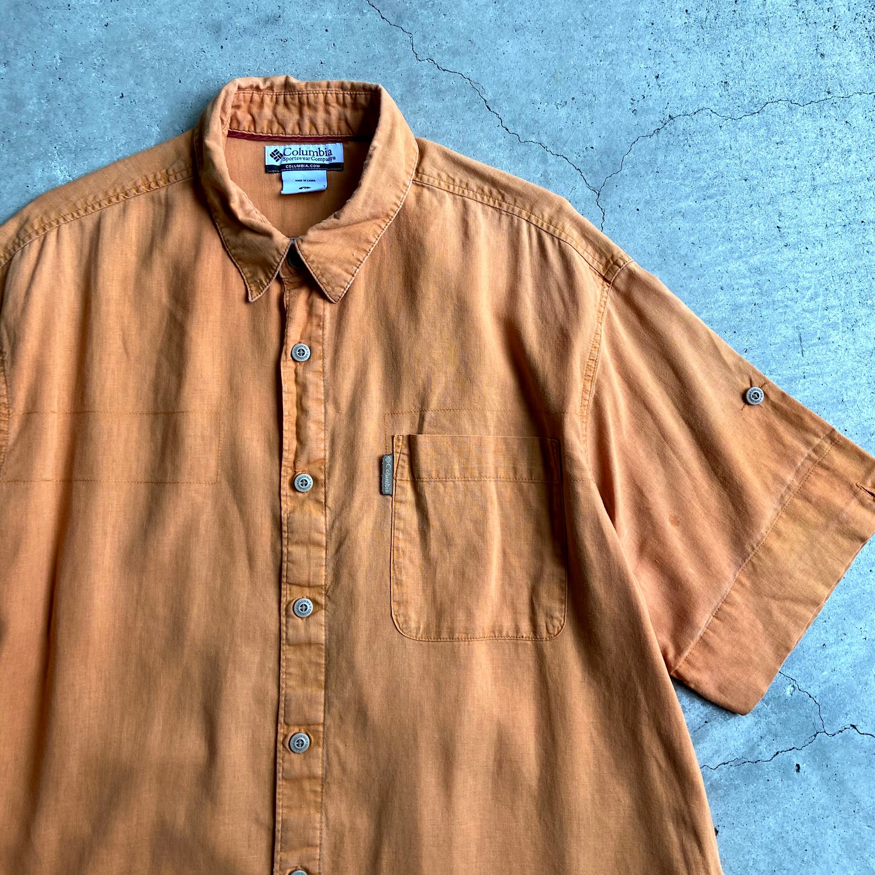 ベルギー製 Columbia(USA)ビンテージフィッシングシャツ オレンジ M