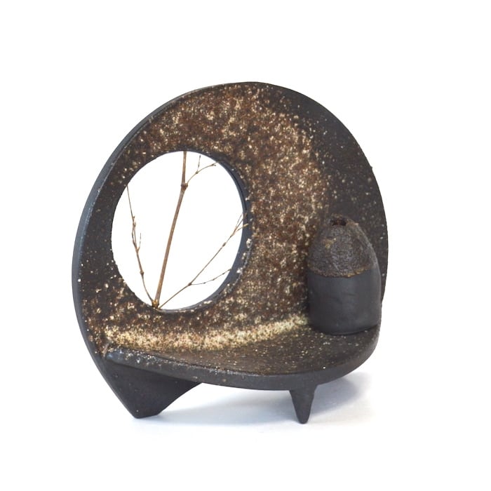 扇型花器 小 505-03 信楽焼 花器 一輪挿し 和風 モダン フラワーベース