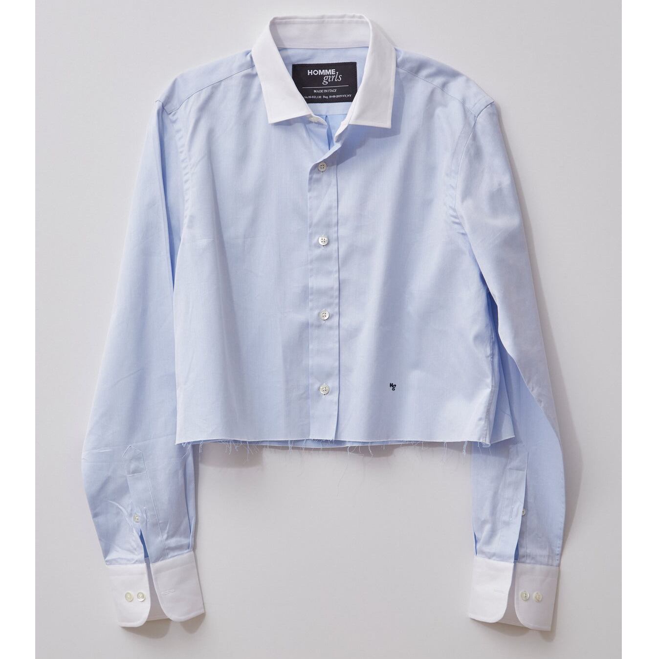 HOMME girls CROPPED SHIRT CHAMBRAY BLUE | SAKAN LES YEUX