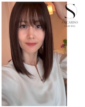 【プレミアム】17品名ミューズ(ブラウン)高級人毛 40㎝ 滑り止め付き 人毛フルウィッグ ミディアムボブ