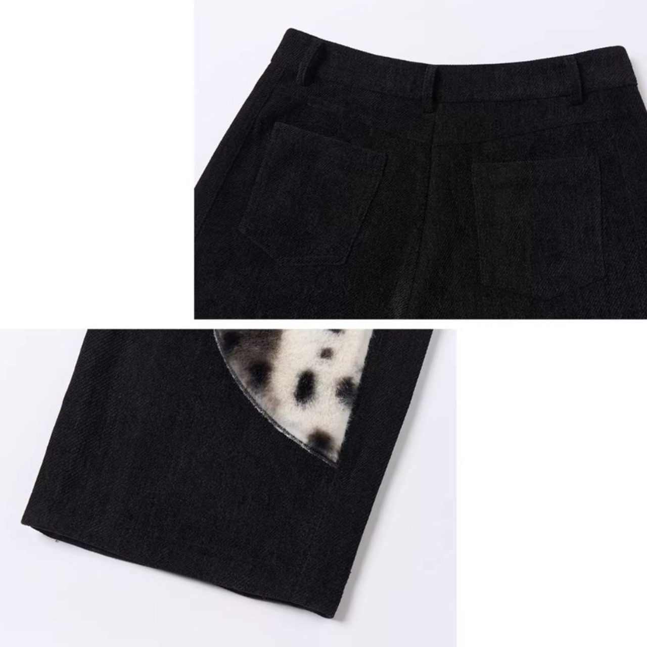 夜に寄り添う、二匹のダルメシアンのファーパンツ E00630