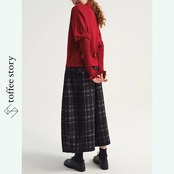 【2color】月の袖、羊のぬくもり – タートルネックのパフスリーブニット《P0314》