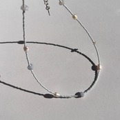 ［3色展開] 天然石 × パール ビーズネックレス ［SSN045］