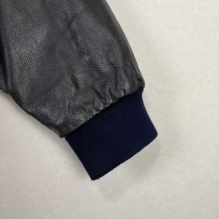 企業コラボ レザースタジャン M ブラック 黒 アウター ブルゾン 刺繍