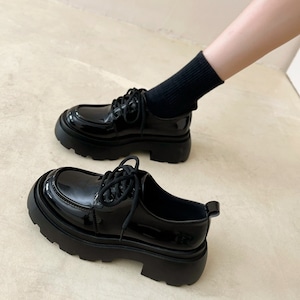 厚底 レースアップ プラットフォーム シューズ 00361