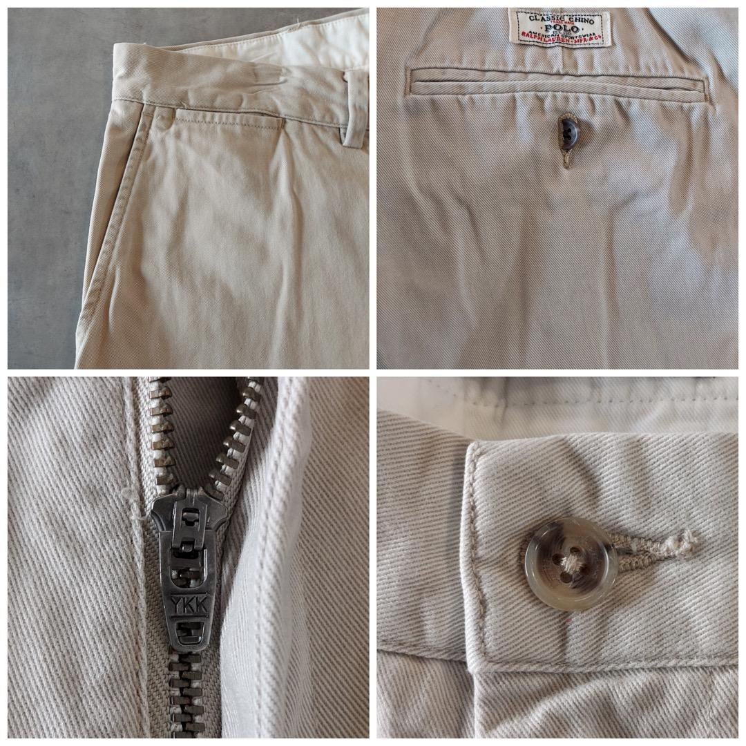 ポロ ラルフローレン W36 ポロチノ 90s USA製 ベージュ 16701 ポロバイ ラルフローレン W36 ポロチノ 90s ベージュ 古着 14955 | fuufu