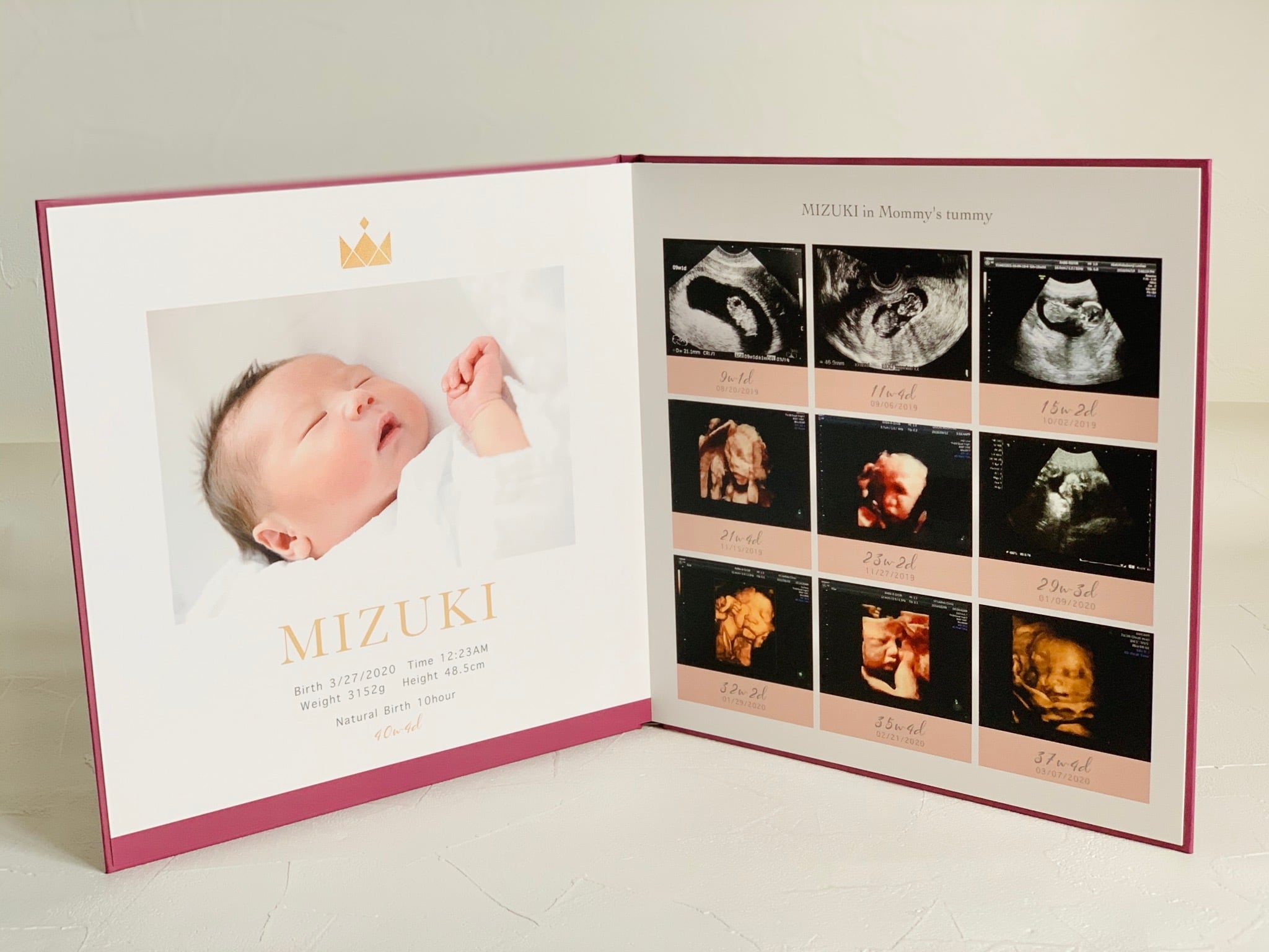 OUR BIRTH STORY エコーフォトブック 2面「WINE」ハードブック | KAPUA BOO