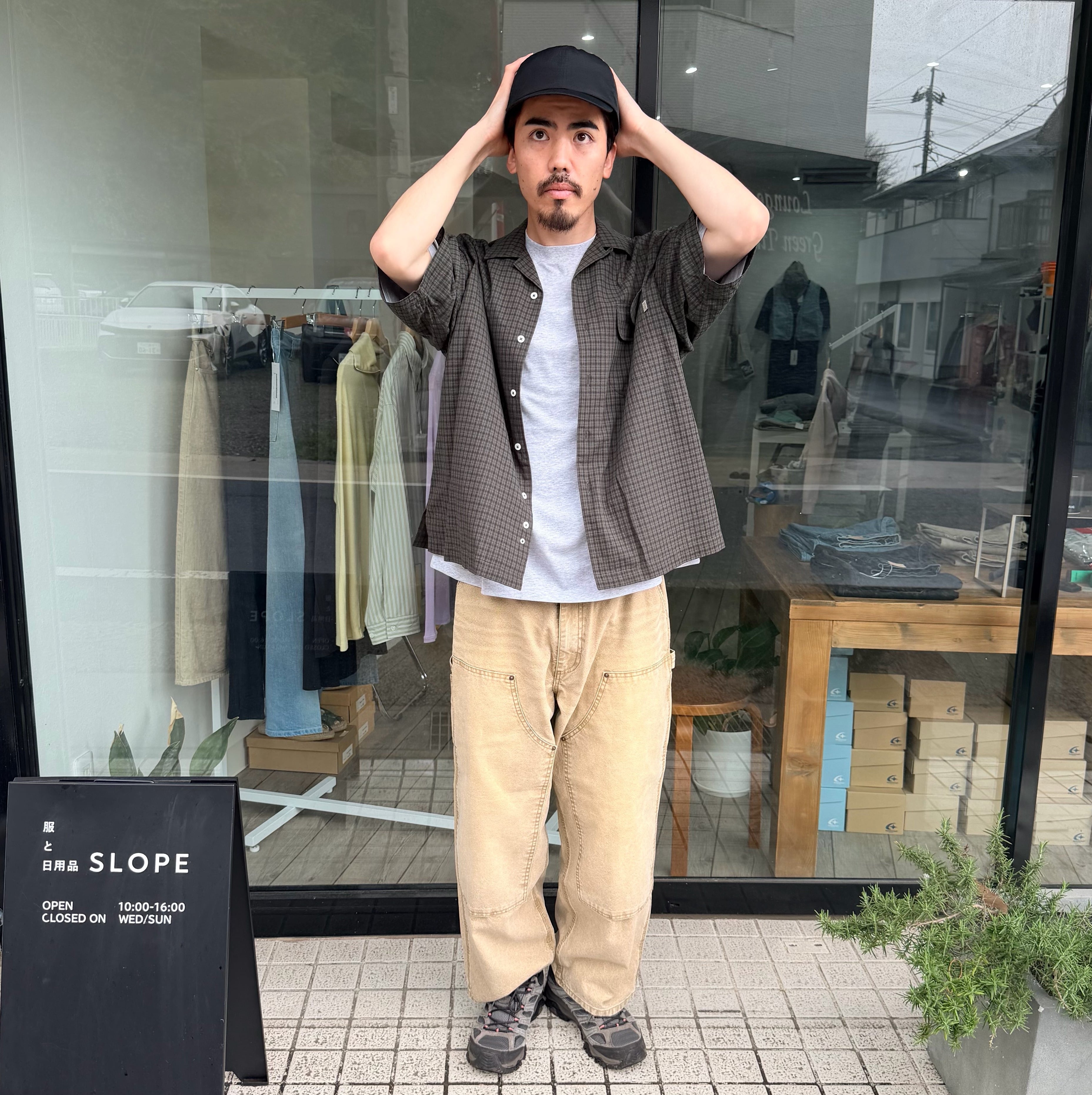 SEDAN ALL-PURPOSE”OPEN COLLAR S/S SHIRT” DOBBY PLAID OPEN COLLAR S/S SHIRT｜SEDAN ALL-PURPOSE | 服と日用品