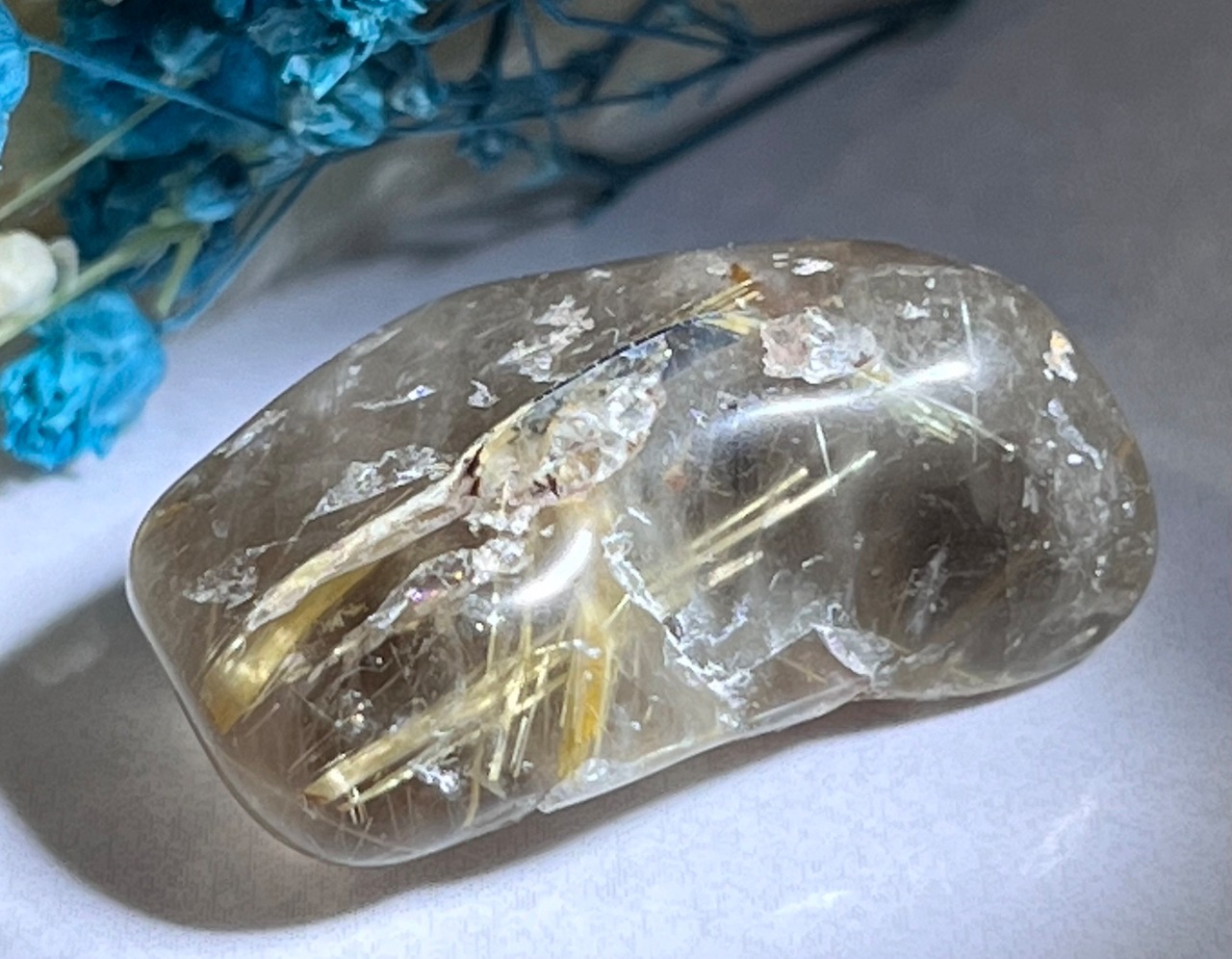 タイチン✨ 虹入り ゴールド ルチルクォーツ タンブル 原石 太金 
