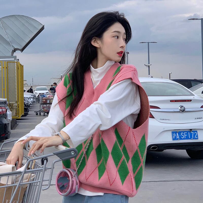 ニットスプリングオータムルーズVネックジャケット ピンク 春物 秋物 スーパーモール83464805786