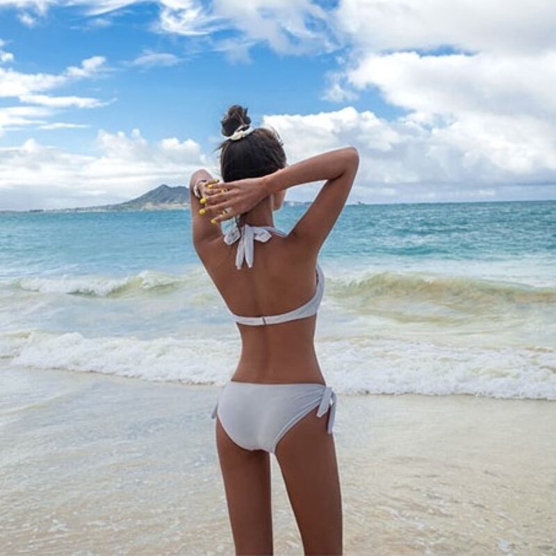 水着 ビキニ ホルターネック タイサイド フロントリボン セクシー