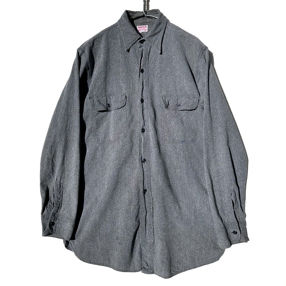 HERCULES] Vintage black chambray shirt with gusset Black chambray