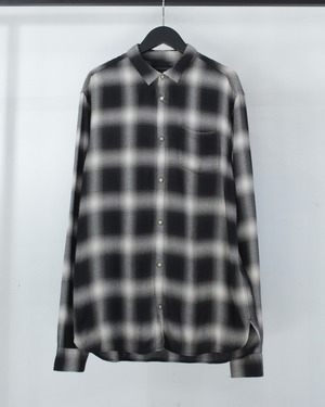 【Caka BLACK】“ALLSAINTS” Monotone Color Vintage Viscose Ombre Check Shirt