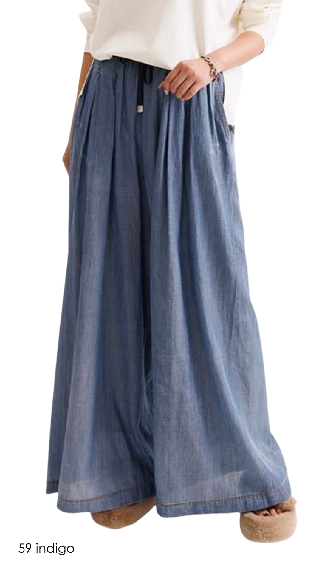 3月予約 ayane シアーデニムタックワイドパンツ No.816304 ブリーチ インディゴ 9号 11号 Mサイズ Lサイズ アヤン セットアップ対応