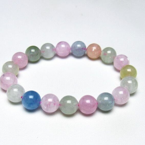 ミックスカラーベリル ブレスレット 11mm 一点物 メール便可 [M便 1/10] 111-48760