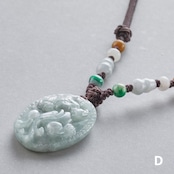 丈夫で金属アレルギーの方にも人気！貔貅（ヒキュウ）紐ネックレス A貨翡翠 jd_ne1003