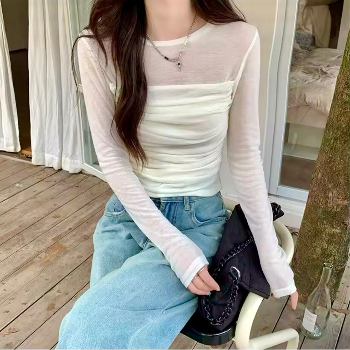 シアーシャーリングロングTシャツ