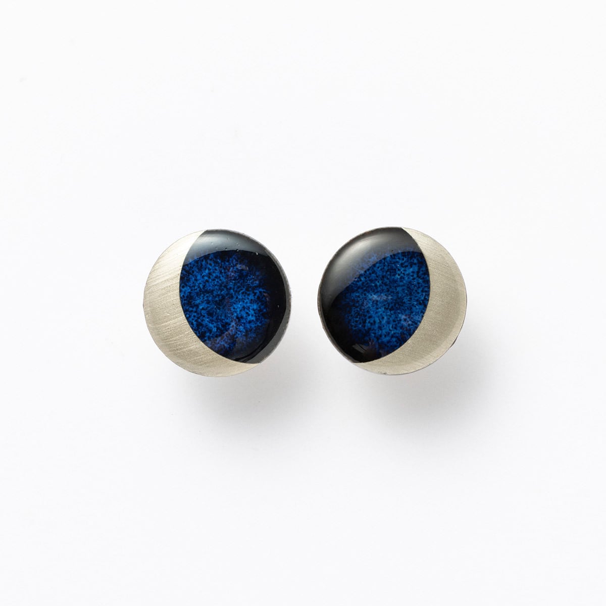 美濃焼陶器 三日月 ピアス / イヤリング｜藍（あい）×ゴールド