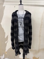 border knit zip hoodie