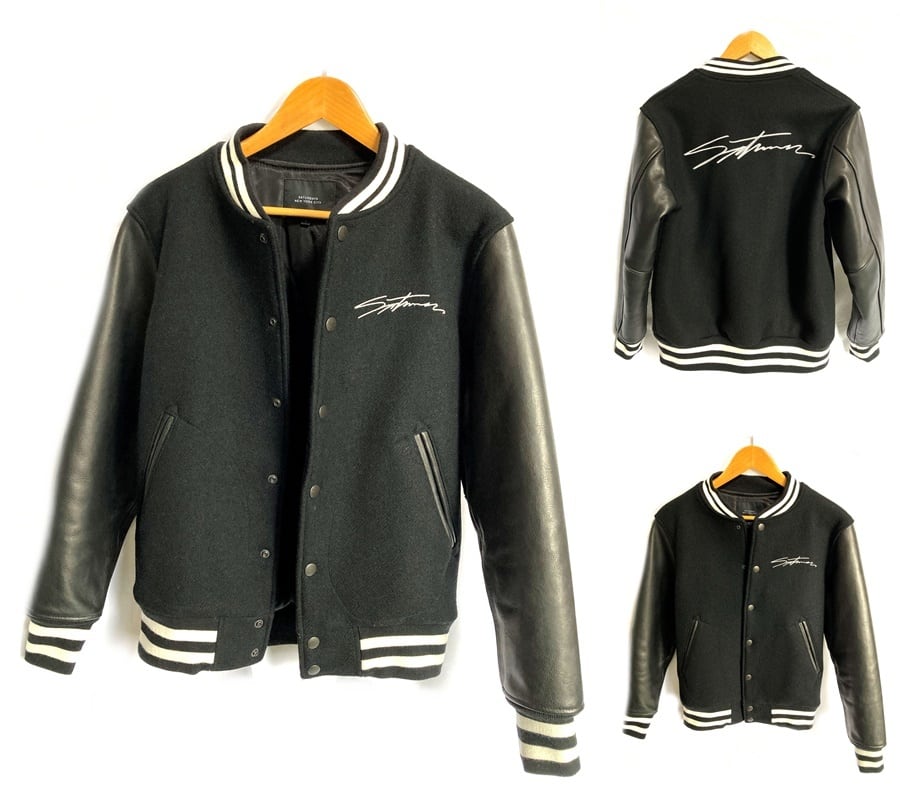 美品 名作 完売 サタデーズ サーフ NYC SATURDAYS レザー メルトン ウール ブラック スタジャン S メンズ 定価52800円