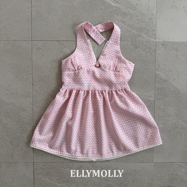 [予約][送料無料]≪ELLY MOLLY≫Dot Halter Neck Dress 40