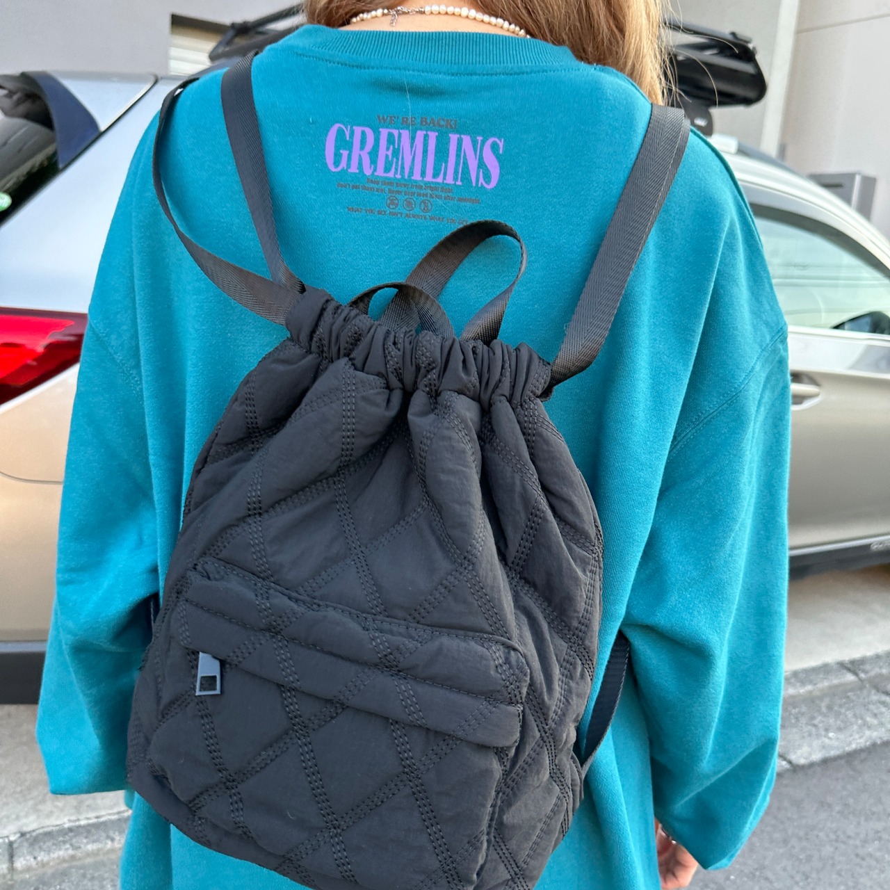 Quilted medium backpack ／2color