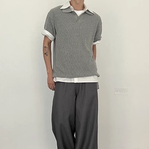 シンプルモードニットポロシャツ　0774
