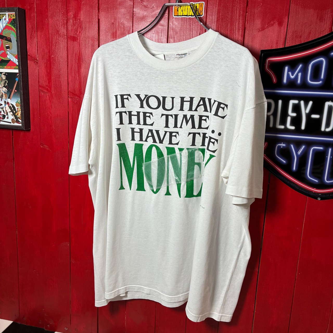 80s〜　USA製　Stedman メッセージTシャツ　お金持ち　XL
