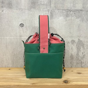 【紐なし】2025新作-＊ One Handle Para2WayBag ＊- <2WAY仕様> / ミドルグリーン×カラクレナイ