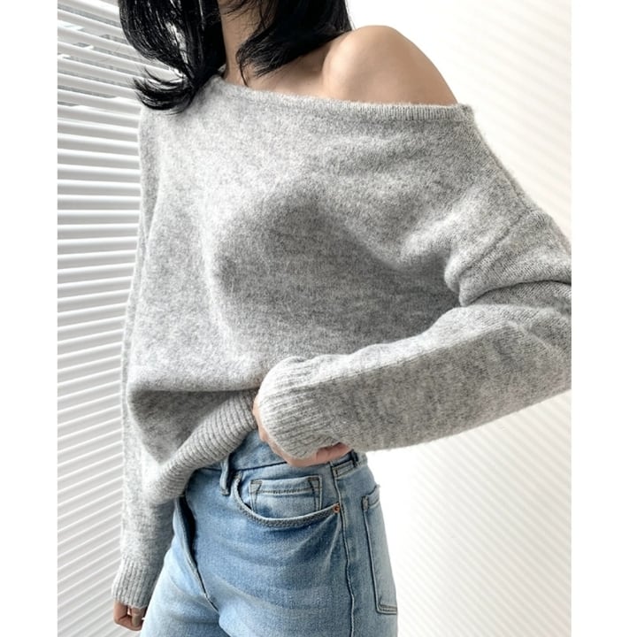 off shoulder knit pullover《3color》 | SI SELECT