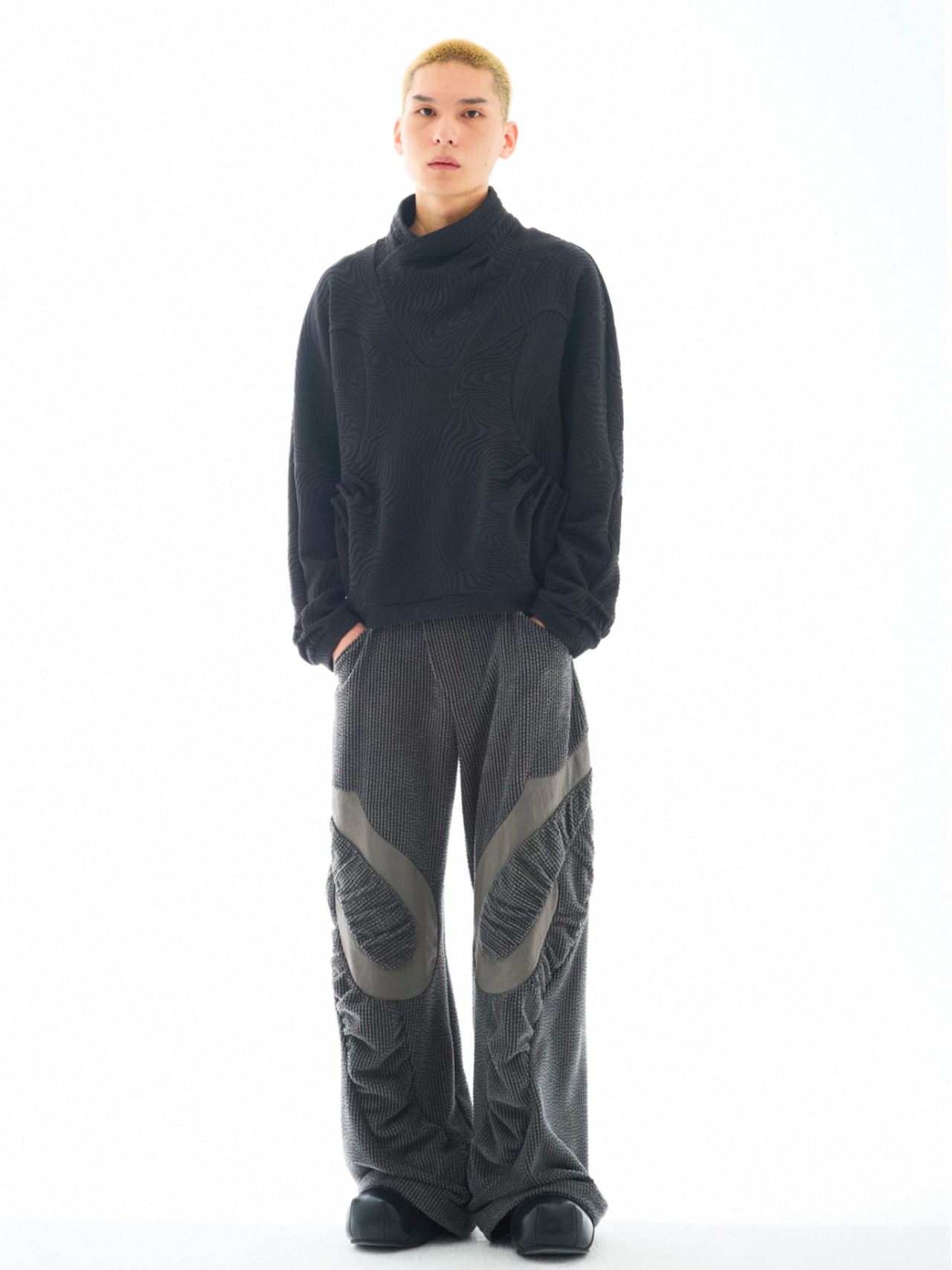 54A0 Deconstructed Wrap Neck Sweater