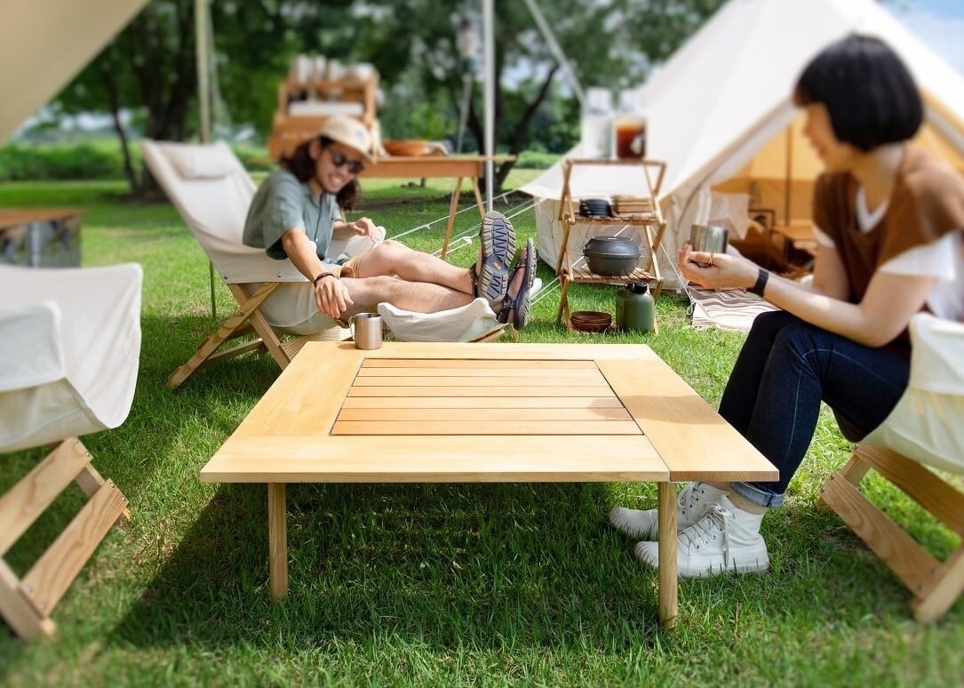  DCM 杉製ピクニックテーブル キャンプ 折りたたみテーブル