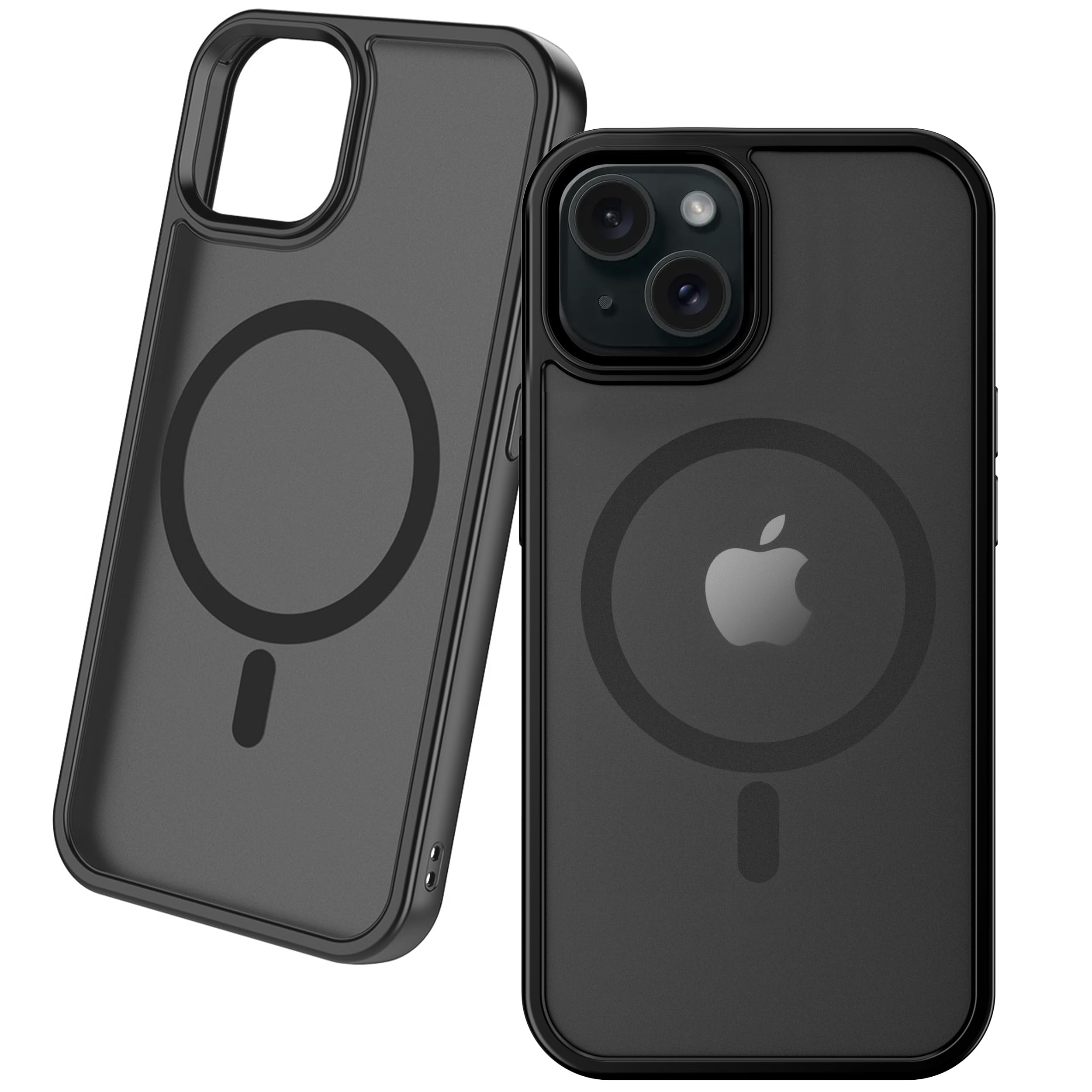 MaGdget Matte Case/マジェット マット ケース iPhoneケース MagSafe対応 耐衝撃 保護ケース ワイヤレス充電対応 強力吸着 ネオジム磁石 iPhone 15 14 13 12 11 SE Series (iPhone14, Black)