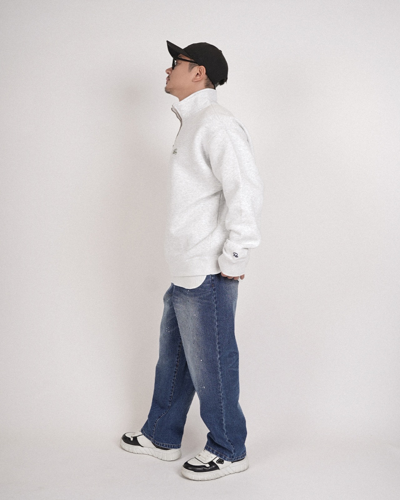 【#Re:room】Rrm HEART EMBROIDERY BIG HALF ZIP［REC875］