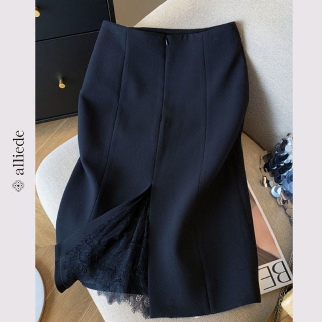 バックレーススリットスカート　A2709
